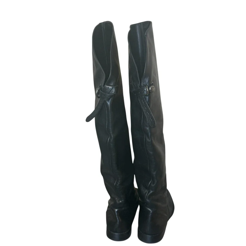 Coach Cheyenne Black Riding Equestrian Leather Over The Knee Boots 5.5 B‎ Luxury